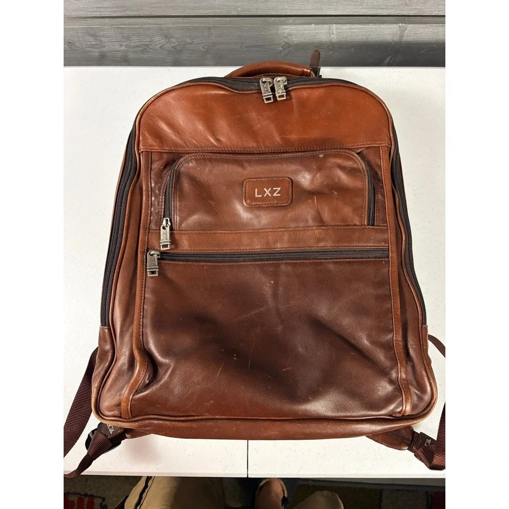 Tumi Geuine Leather Alpha Backpack Brown HEAVY RARE